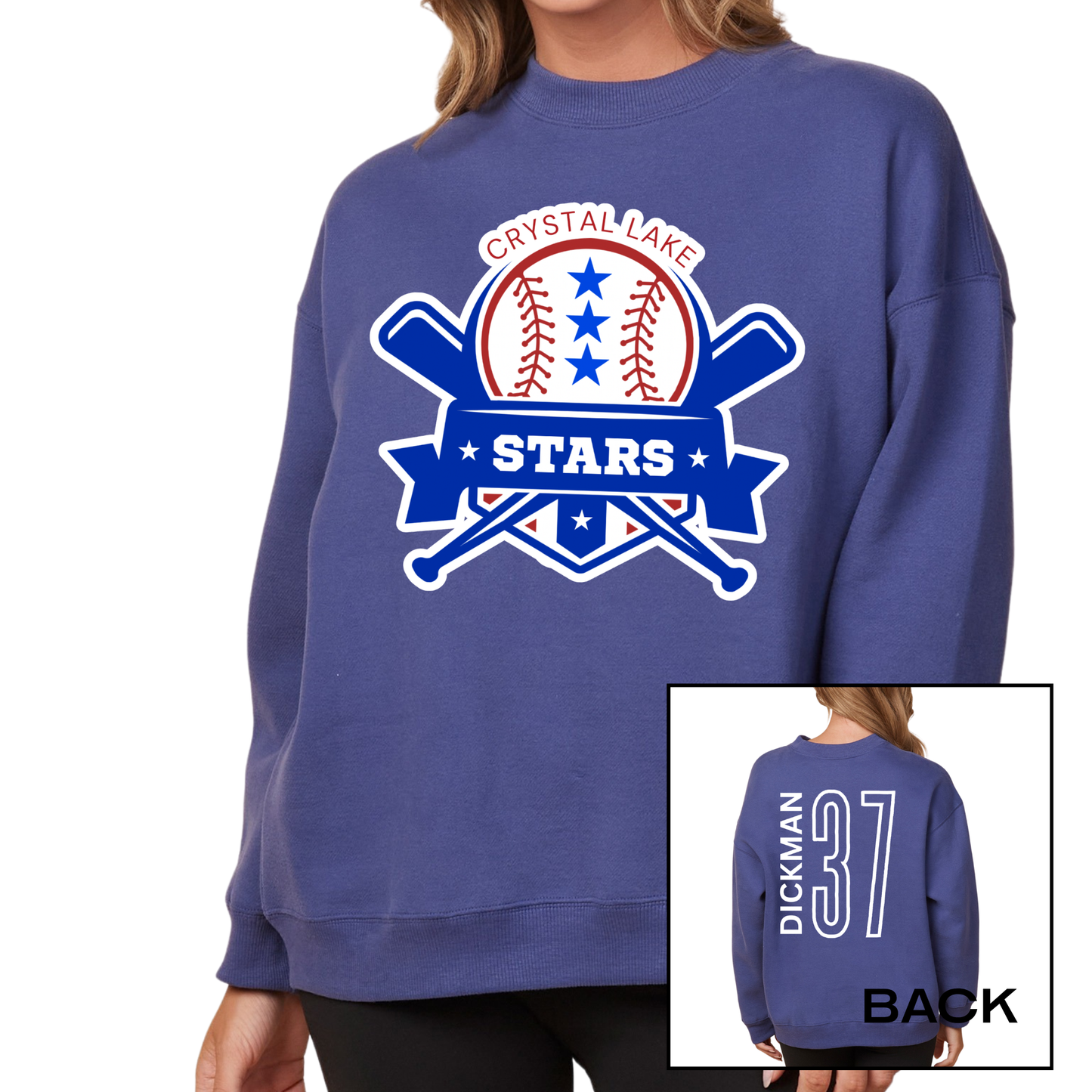 Crystal Lake Stars Logo | Ladies Oversized Crewneck
