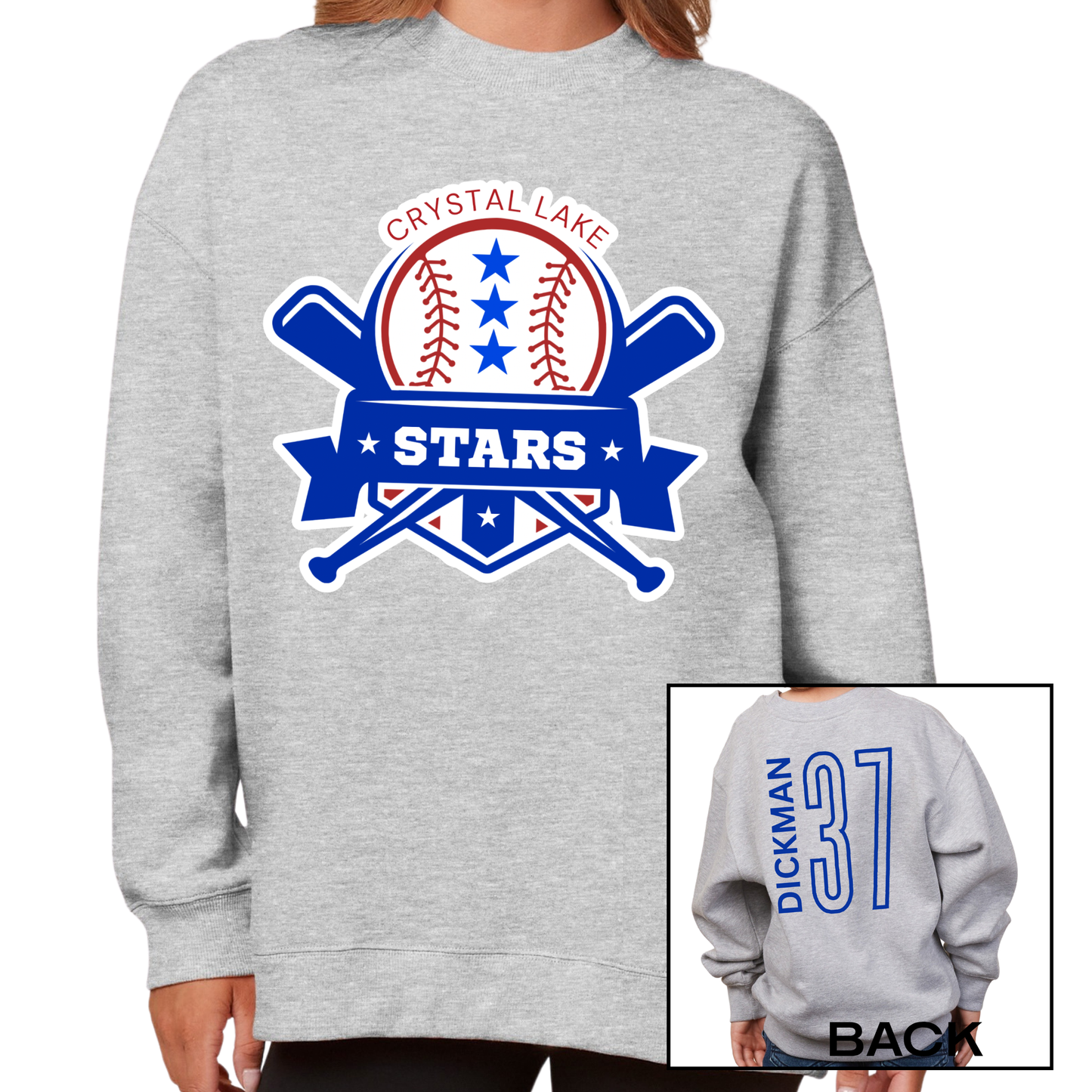 Crystal Lake Stars Logo | Ladies Oversized Crewneck
