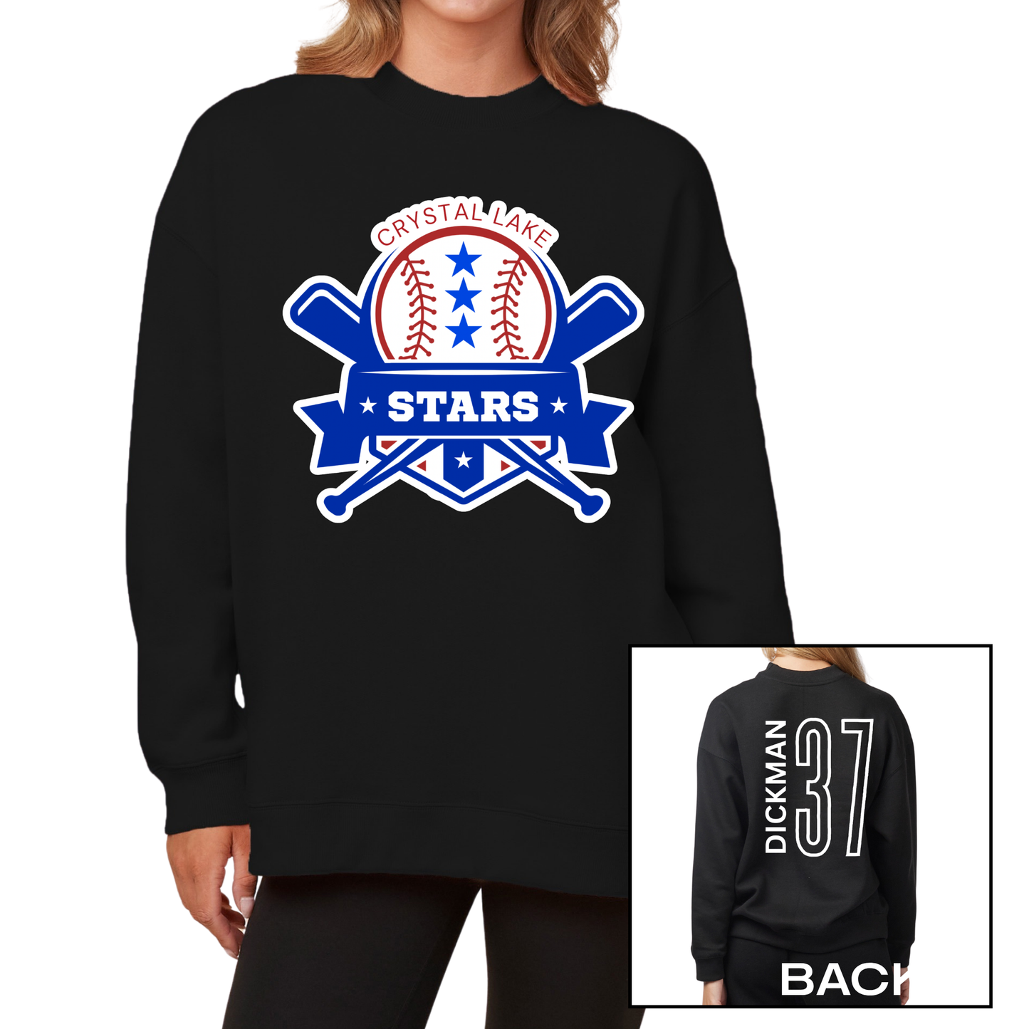 Crystal Lake Stars Logo | Ladies Oversized Crewneck