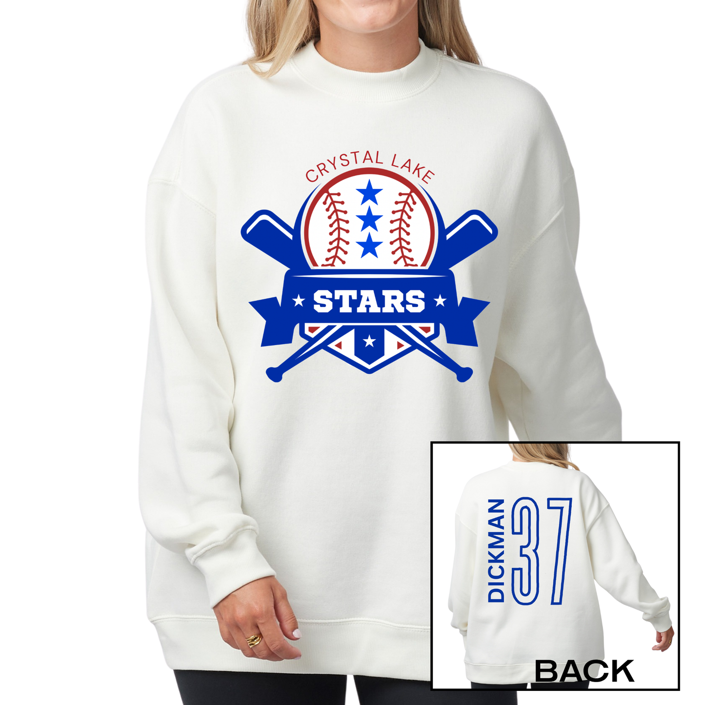 Crystal Lake Stars Logo | Ladies Oversized Crewneck