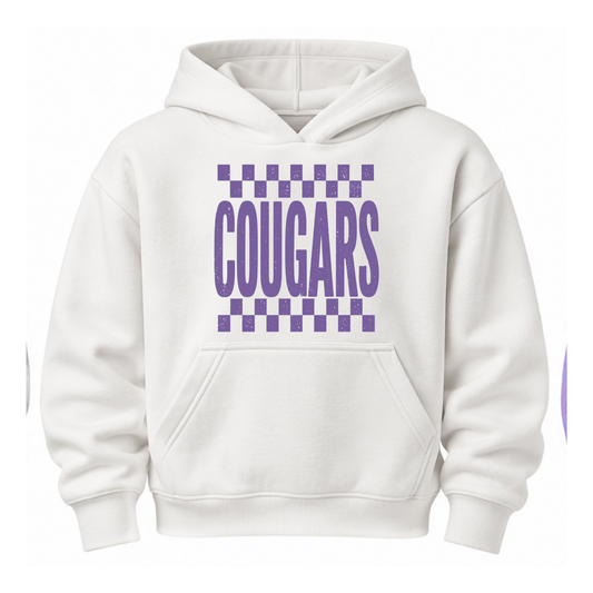 Checkered Cougars | Youth Hooded Sweatshirt
