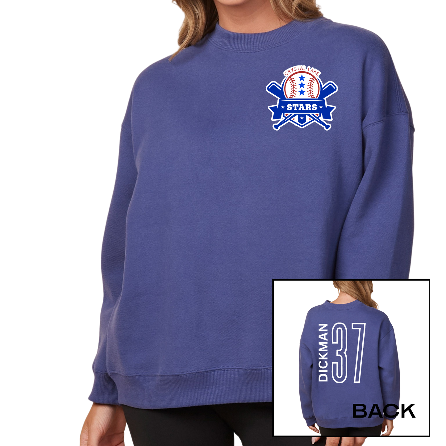 Crystal Lake Stars Pocket Logo | Ladies Oversized Crewneck