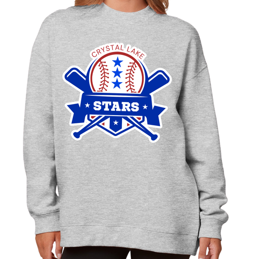 Crystal Lake Stars Logo | Ladies Oversized Crewneck