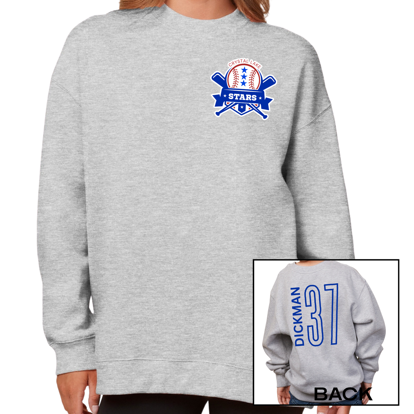 Crystal Lake Stars Pocket Logo | Ladies Oversized Crewneck