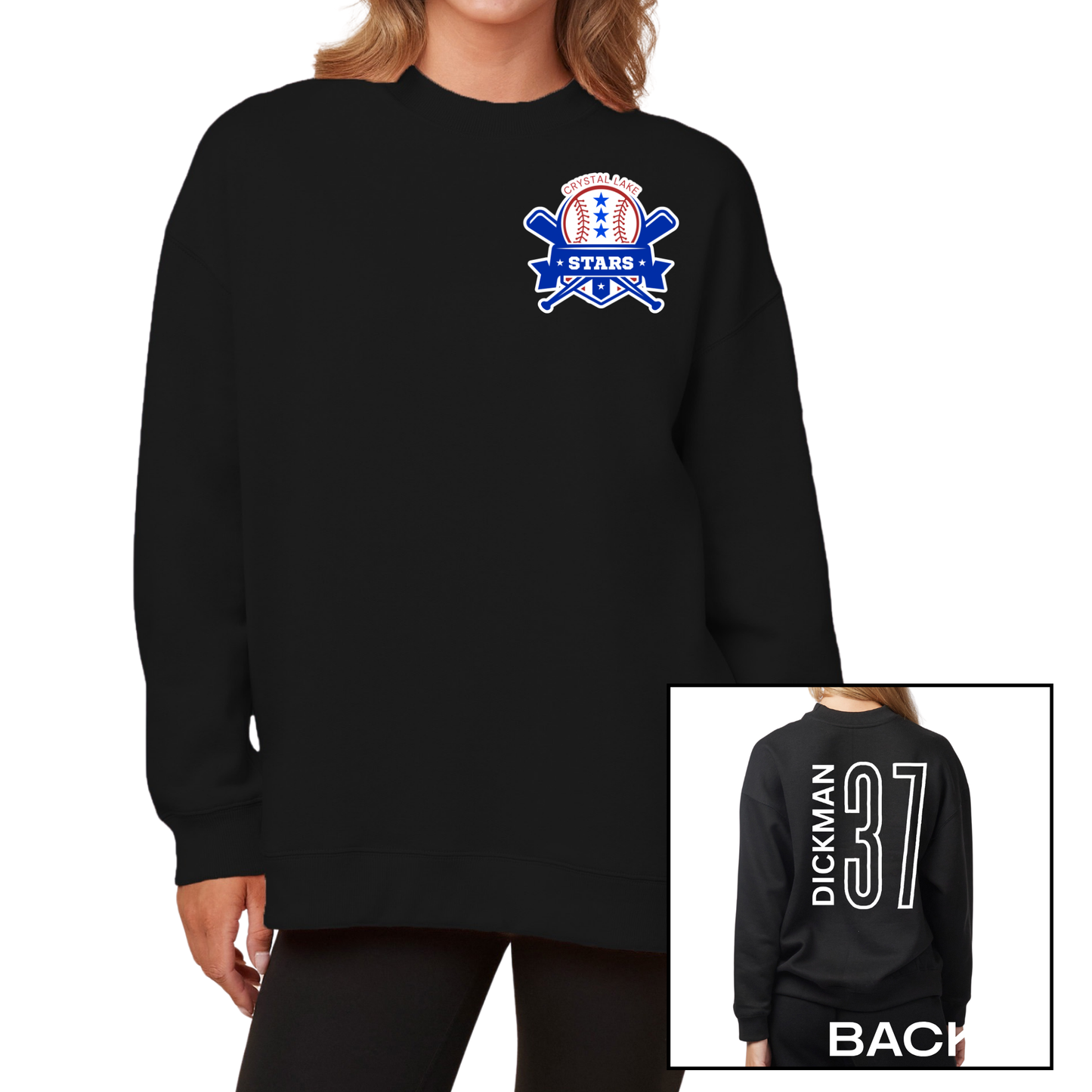 Crystal Lake Stars Pocket Logo | Ladies Oversized Crewneck