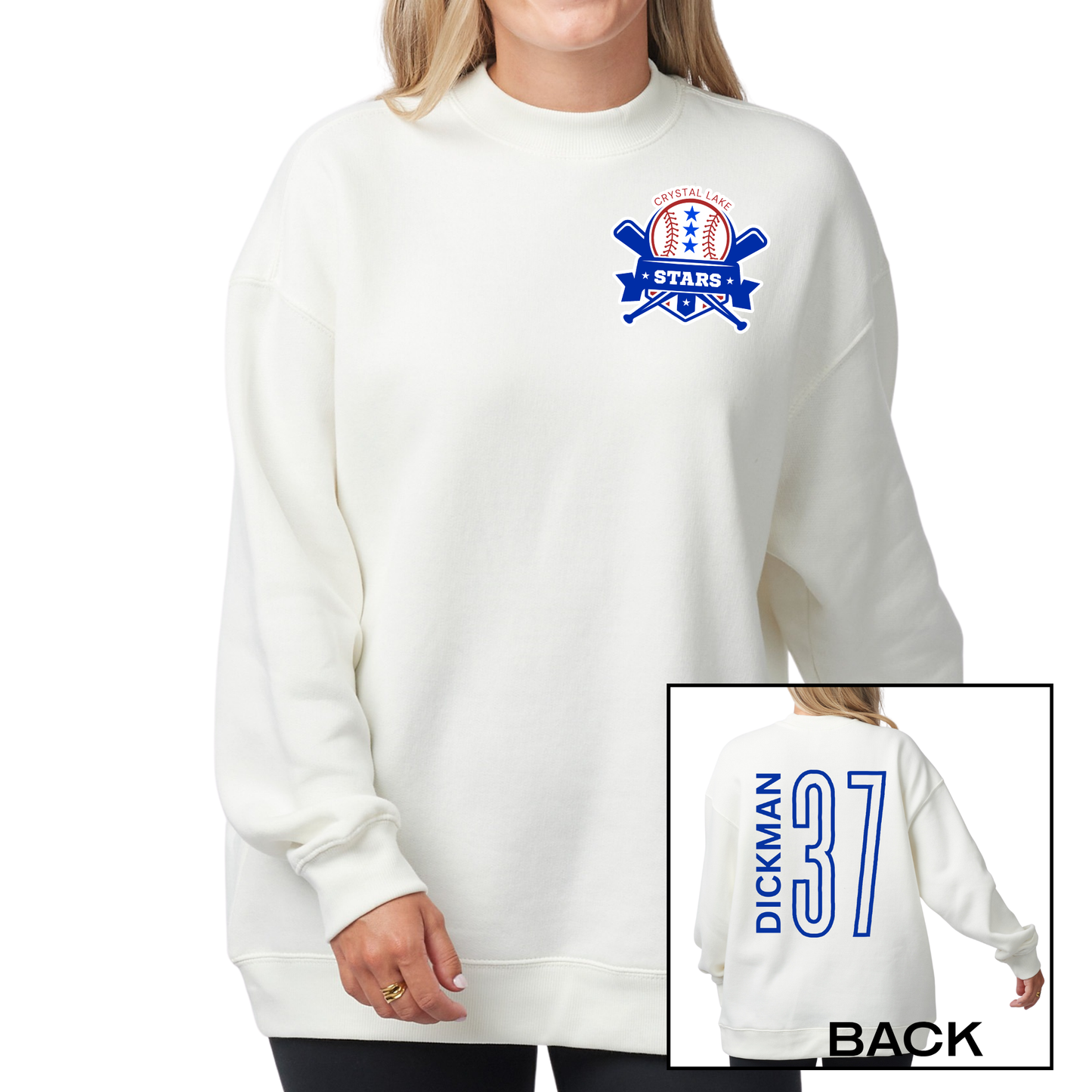 Crystal Lake Stars Pocket Logo | Ladies Oversized Crewneck