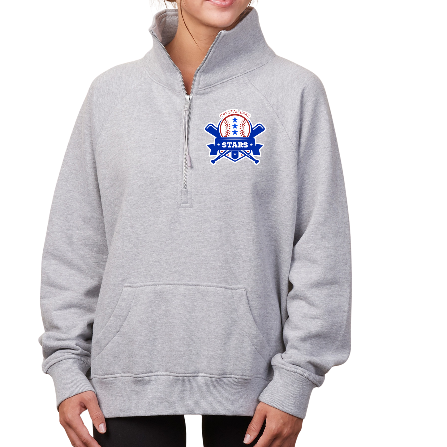 Crystal Lake Stars Pocket Logo | Womens Quarter Zip Fleece