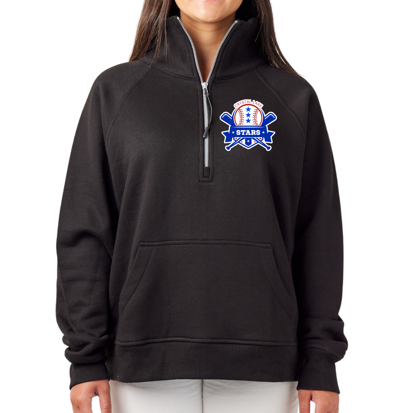 Crystal Lake Stars Pocket Logo | Womens Quarter Zip Fleece