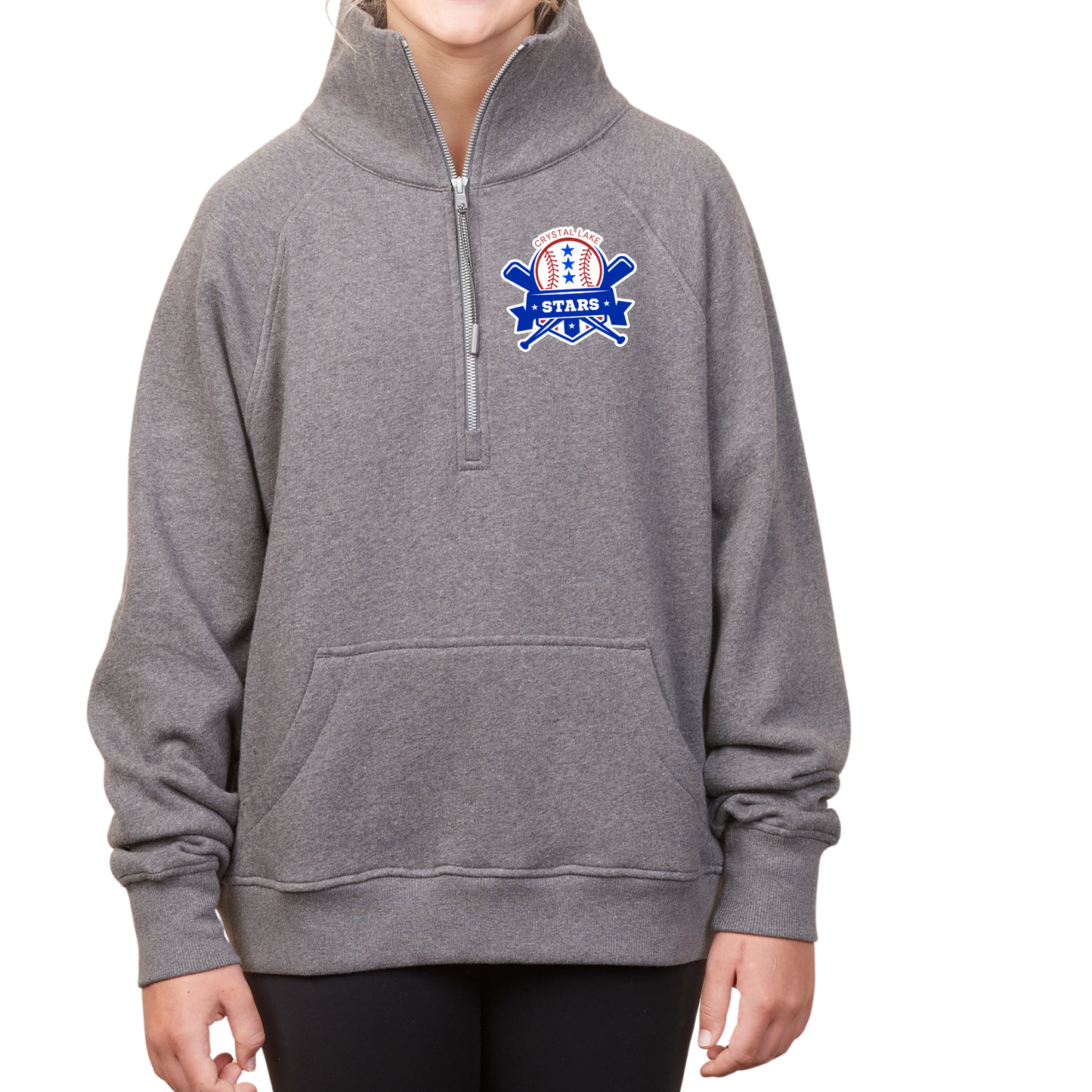 Crystal Lake Stars Pocket Logo | Womens Quarter Zip Fleece