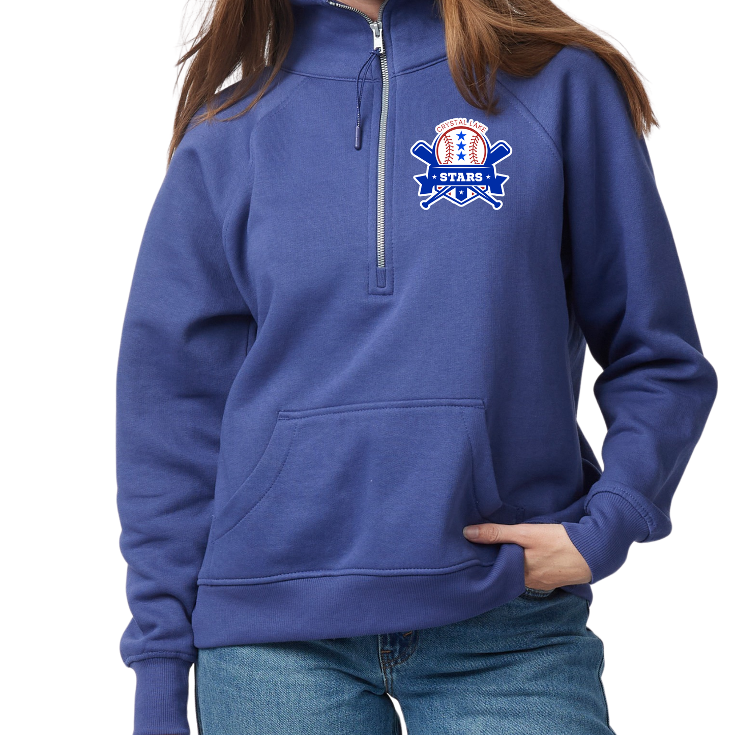 Crystal Lake Stars Pocket Logo | Womens Quarter Zip Fleece