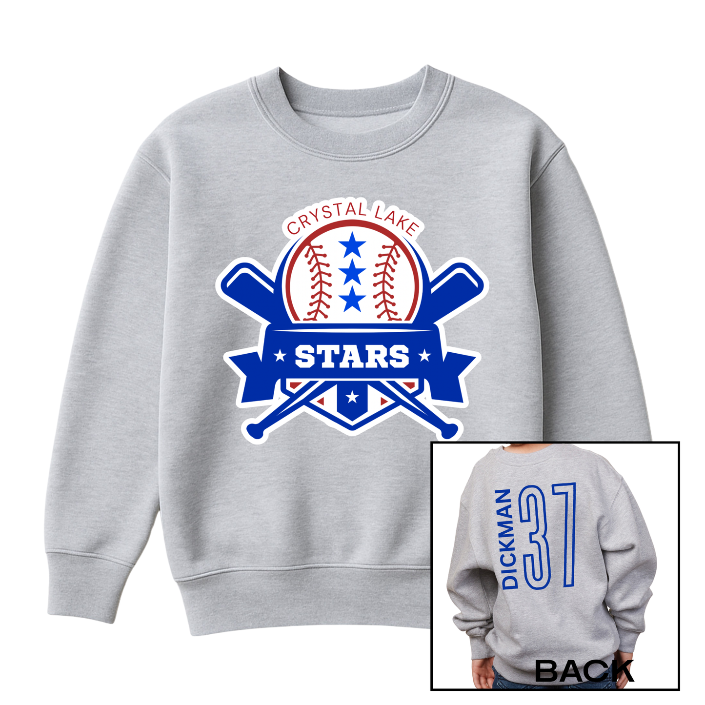 Crystal Lake Stars Logo | Youth Fleece Crewneck