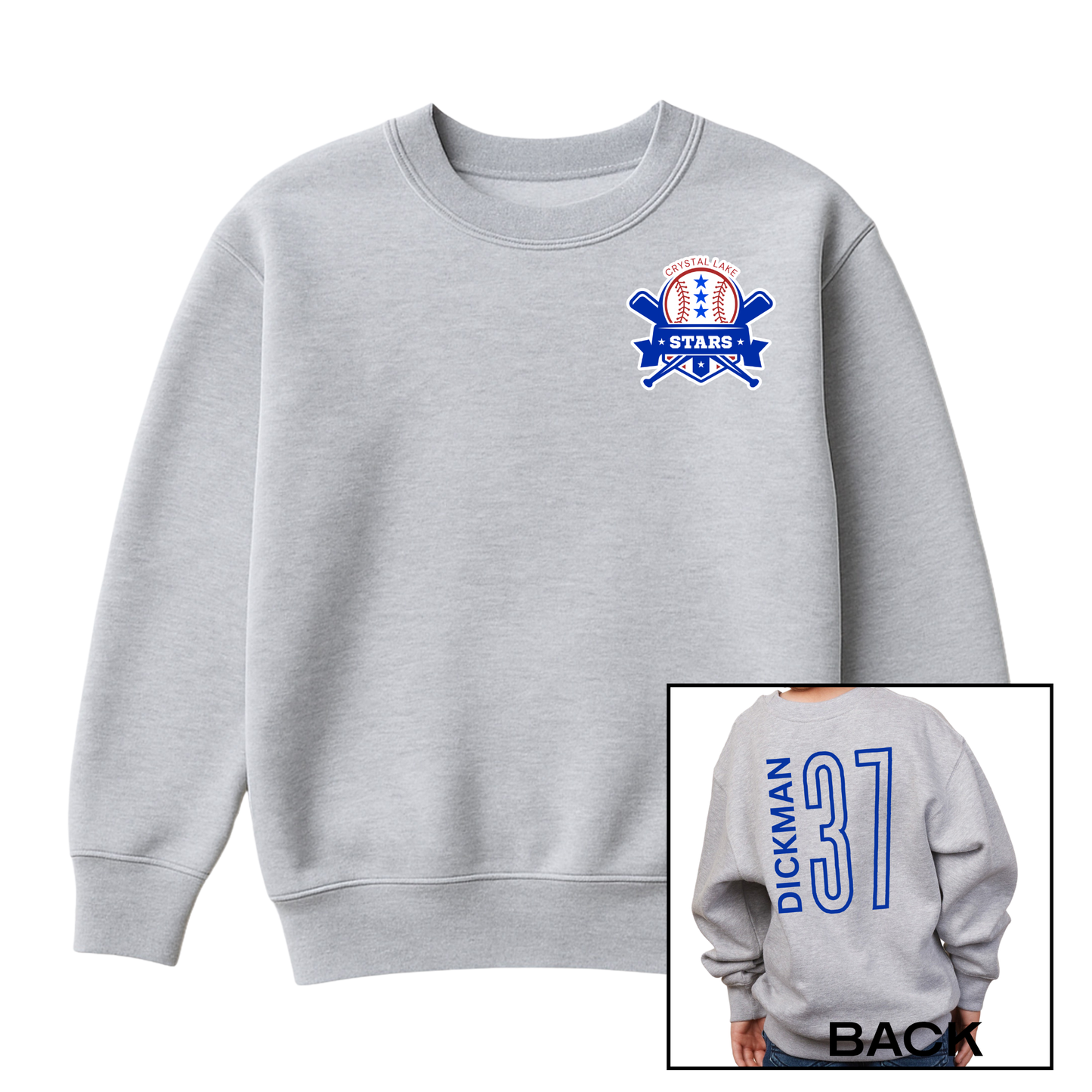 Crystal Lake Stars Pocket Logo | Youth Fleece Crewneck