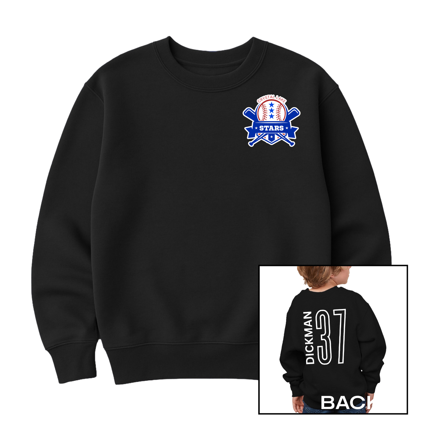 Crystal Lake Stars Pocket Logo | Youth Fleece Crewneck
