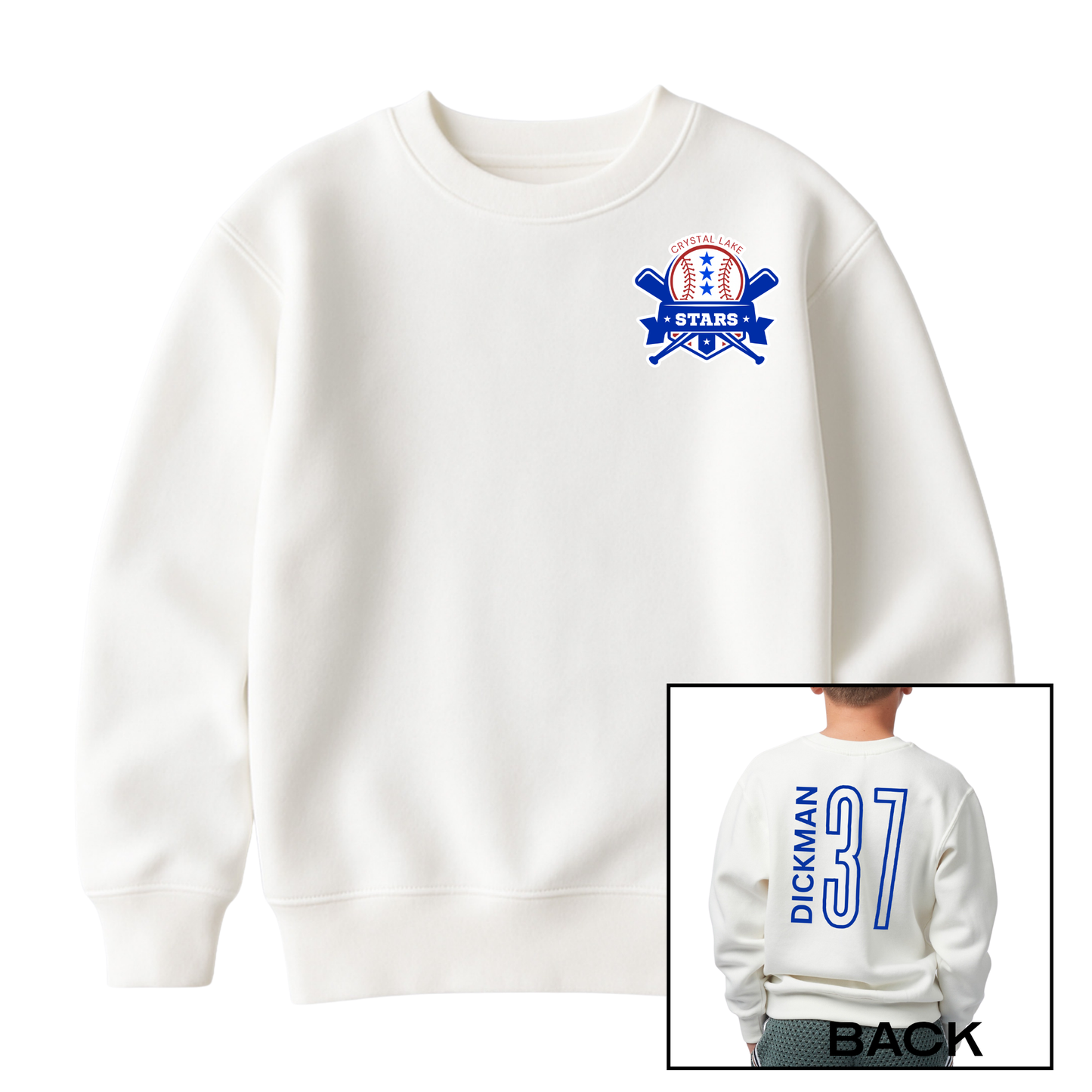 Crystal Lake Stars Pocket Logo | Youth Fleece Crewneck