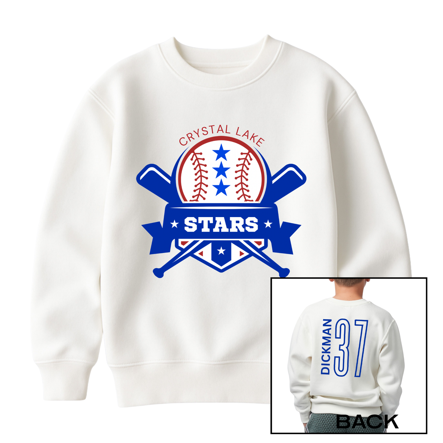 Crystal Lake Stars Logo | Youth Fleece Crewneck
