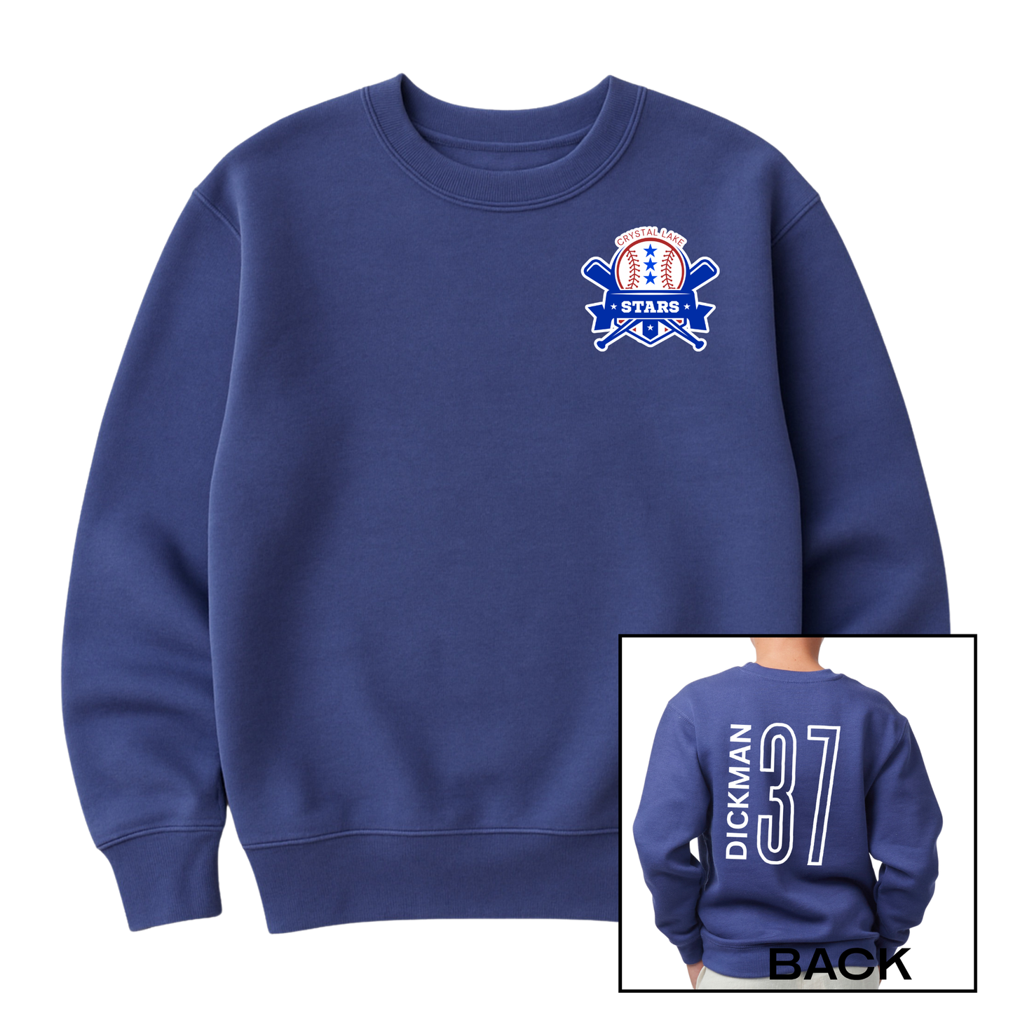 Crystal Lake Stars Pocket Logo | Youth Fleece Crewneck