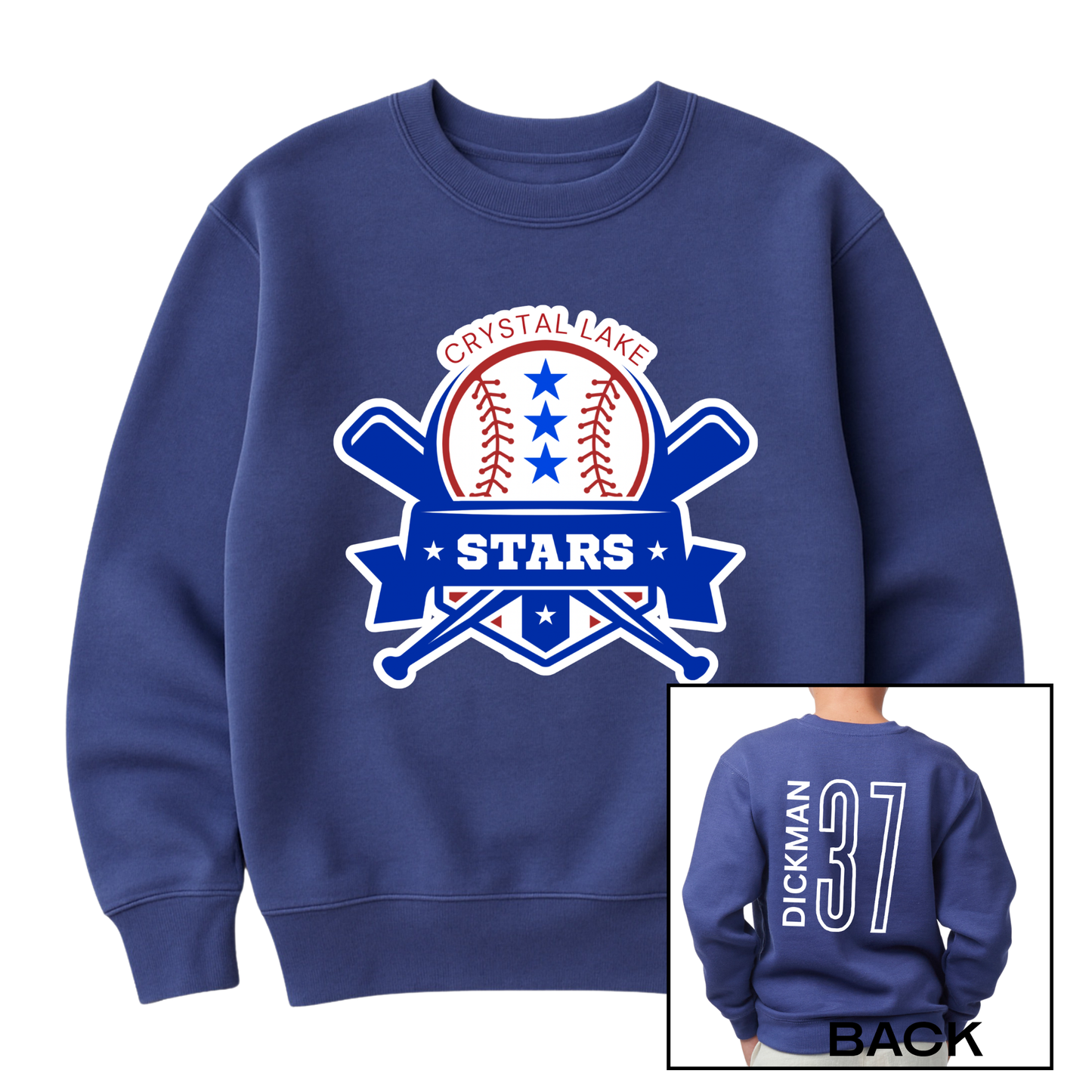 Crystal Lake Stars Logo | Youth Fleece Crewneck