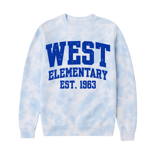 West Elementary, Est. 1963 | Fleece Tie-Dye Crewneck