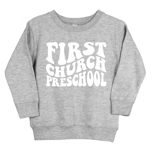 Groovy First Church Preschool | Fleece Crewneck