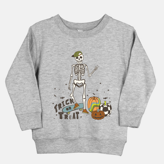 Skeleton Skater Boi | Toddler Fleece Crewneck | Closeout