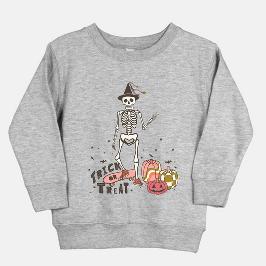 Girly Skeleton Skater | Toddler Fleece Crewneck | Closeout