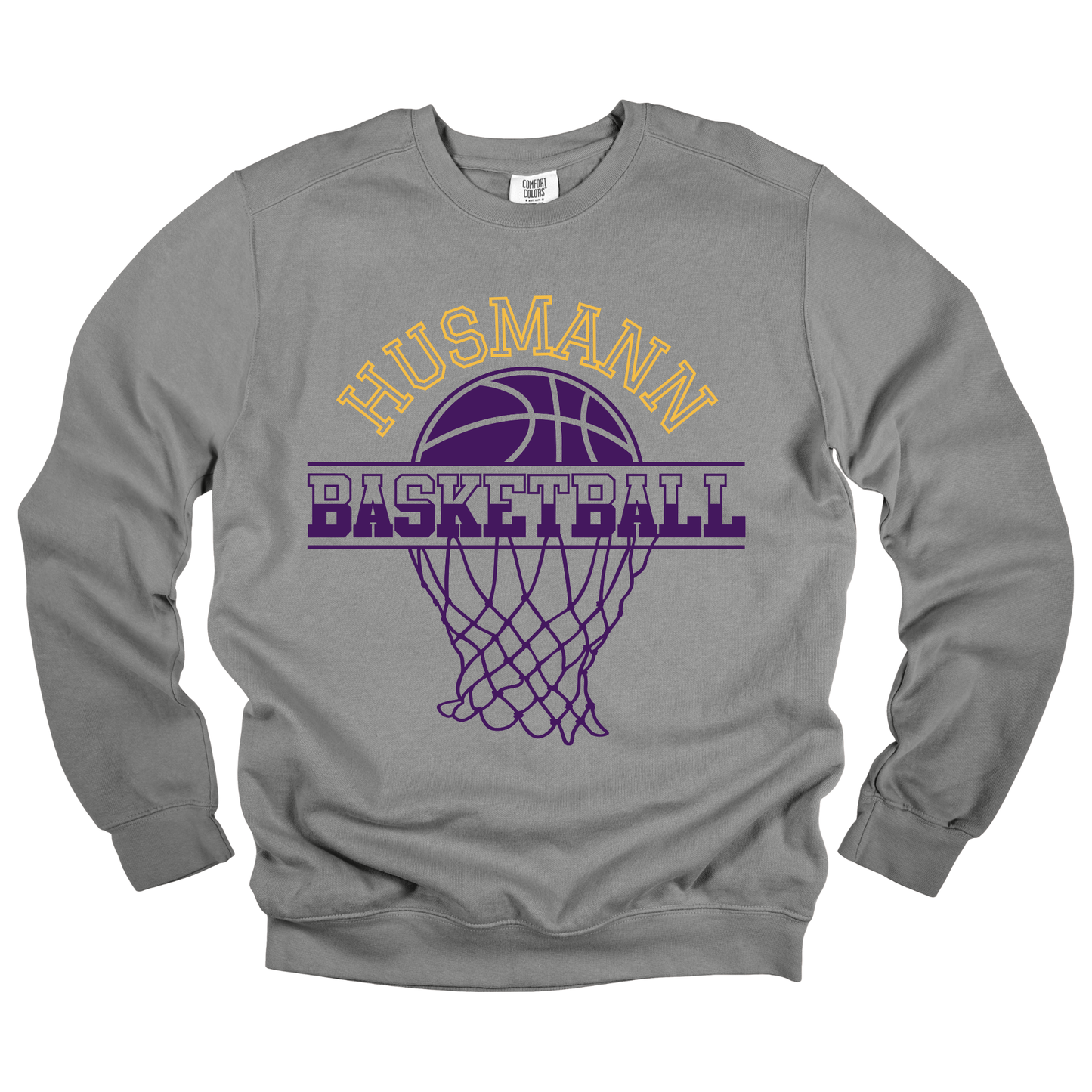 Husmann Elementary Basketball | Adult Comfort Colors Crewneck