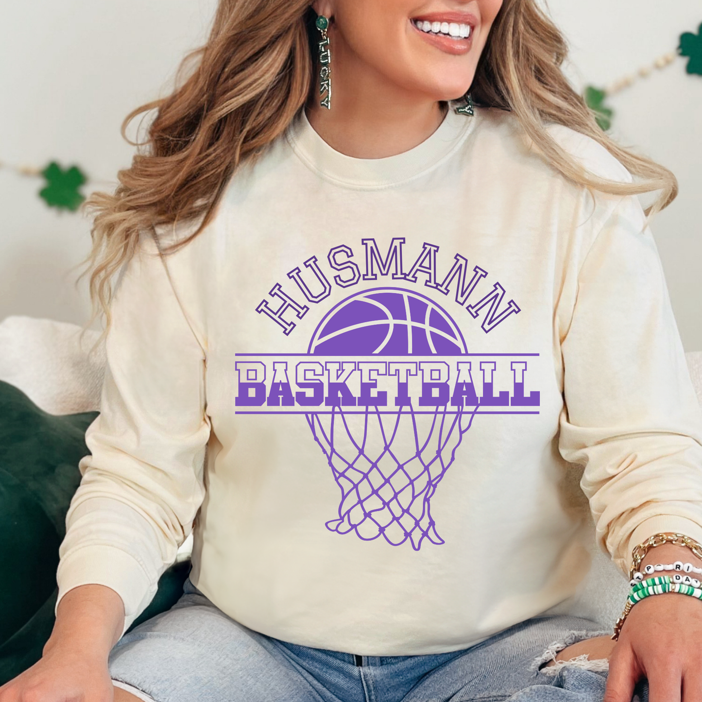 Husmann Elementary Basketball | Adult Comfort Colors Crewneck