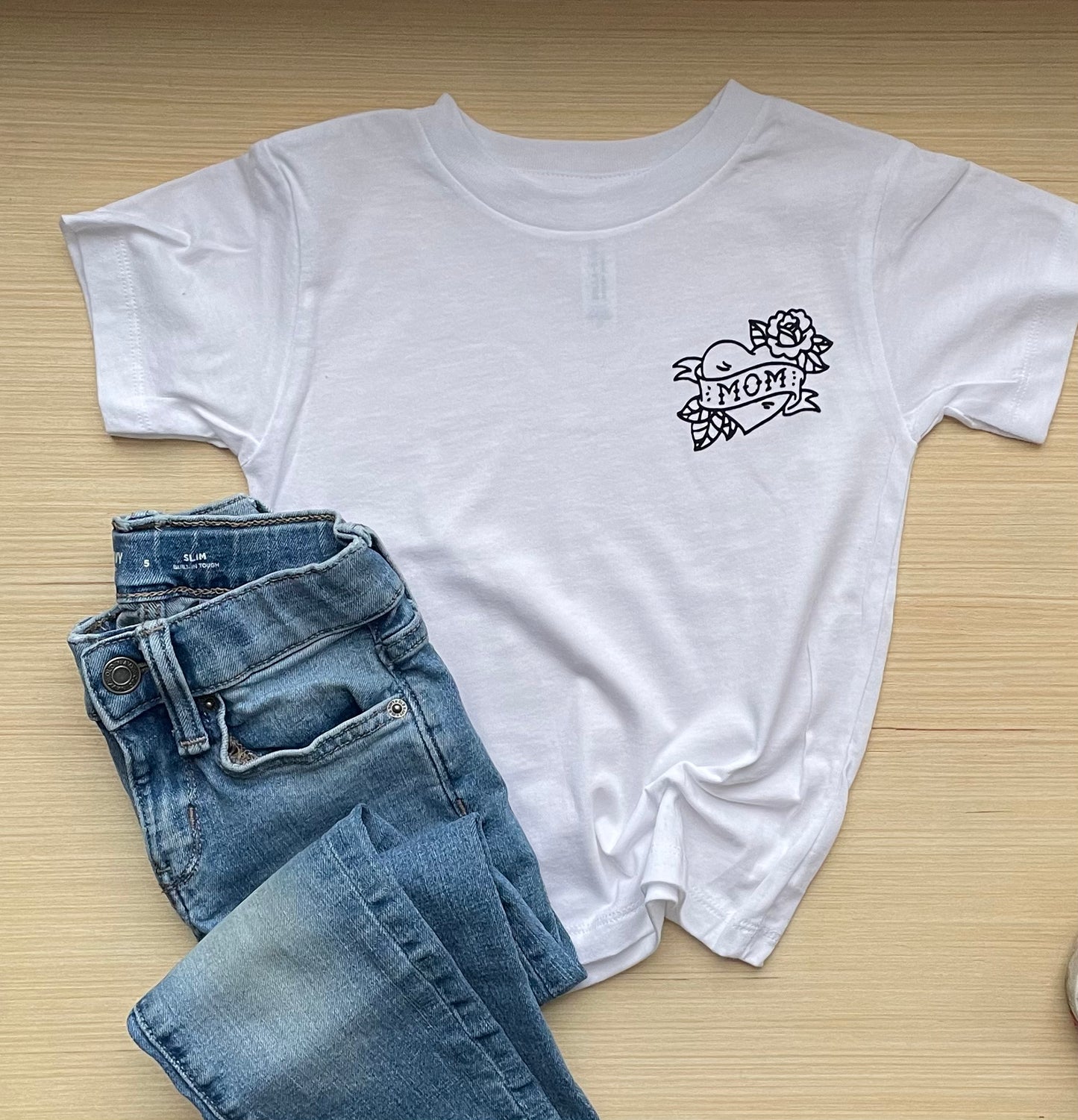 Classic Mom Heart Tattoo | Short Sleeve Youth Tee