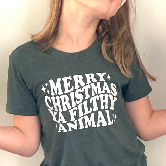 Merry Christmas Ya Filthy Animal | Short Sleeve Adult Tee | Closeout