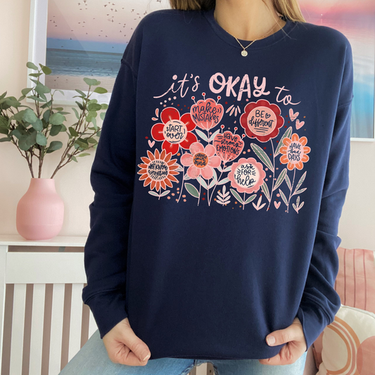 It's Okay // Pink | Adult Crewneck