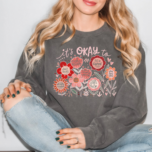It's Okay // Pink | Adult Crewneck