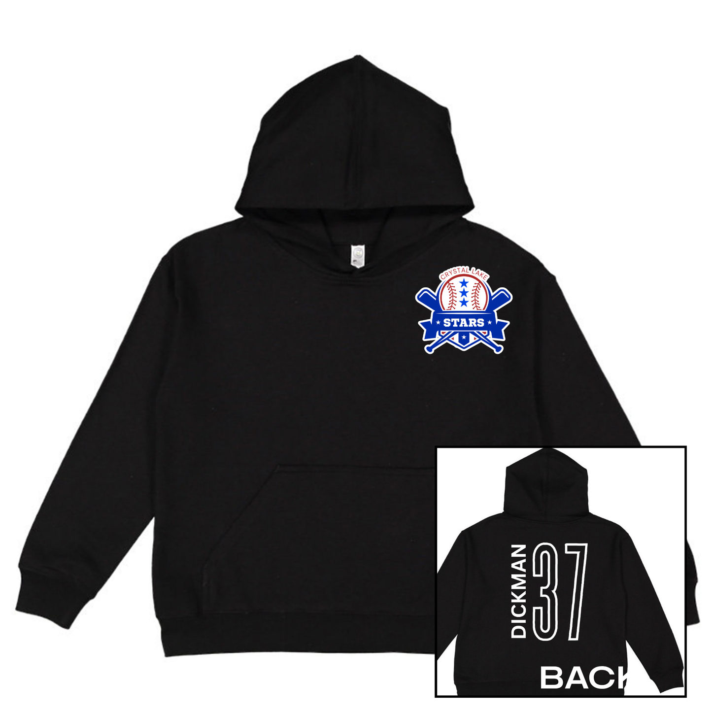 Crystal Lake Stars Pocket Logo | Youth Hooded Sweatshirt