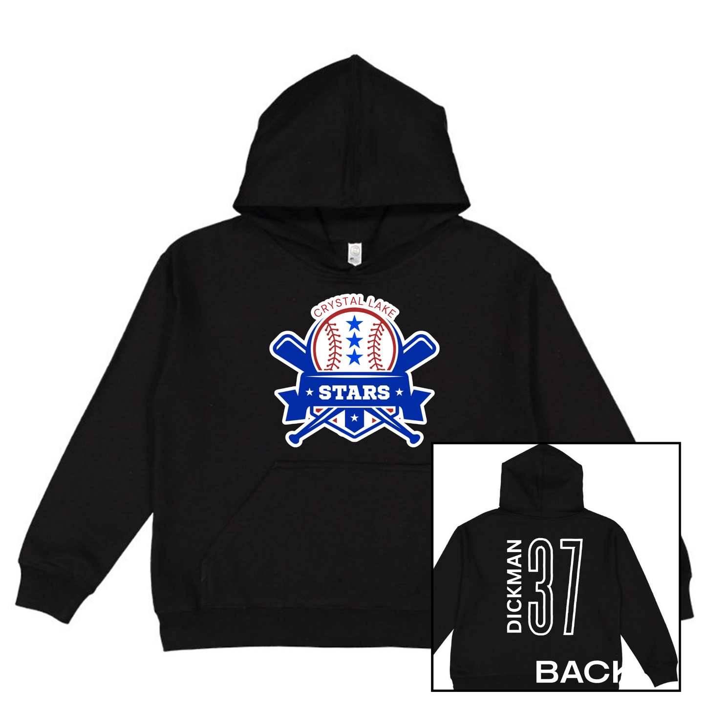 Crystal Lake Stars Logo | Youth Hooded Sweatshirt