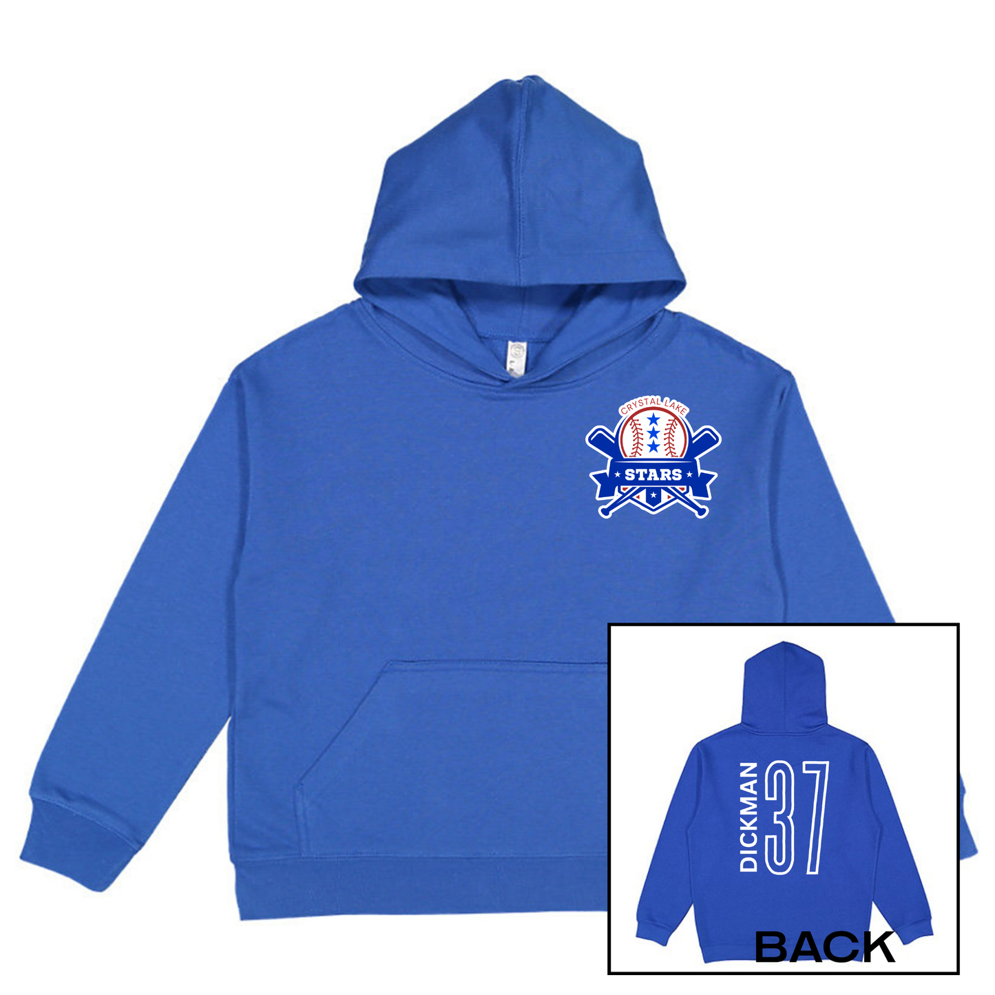 Crystal Lake Stars Pocket Logo | Youth Hooded Sweatshirt