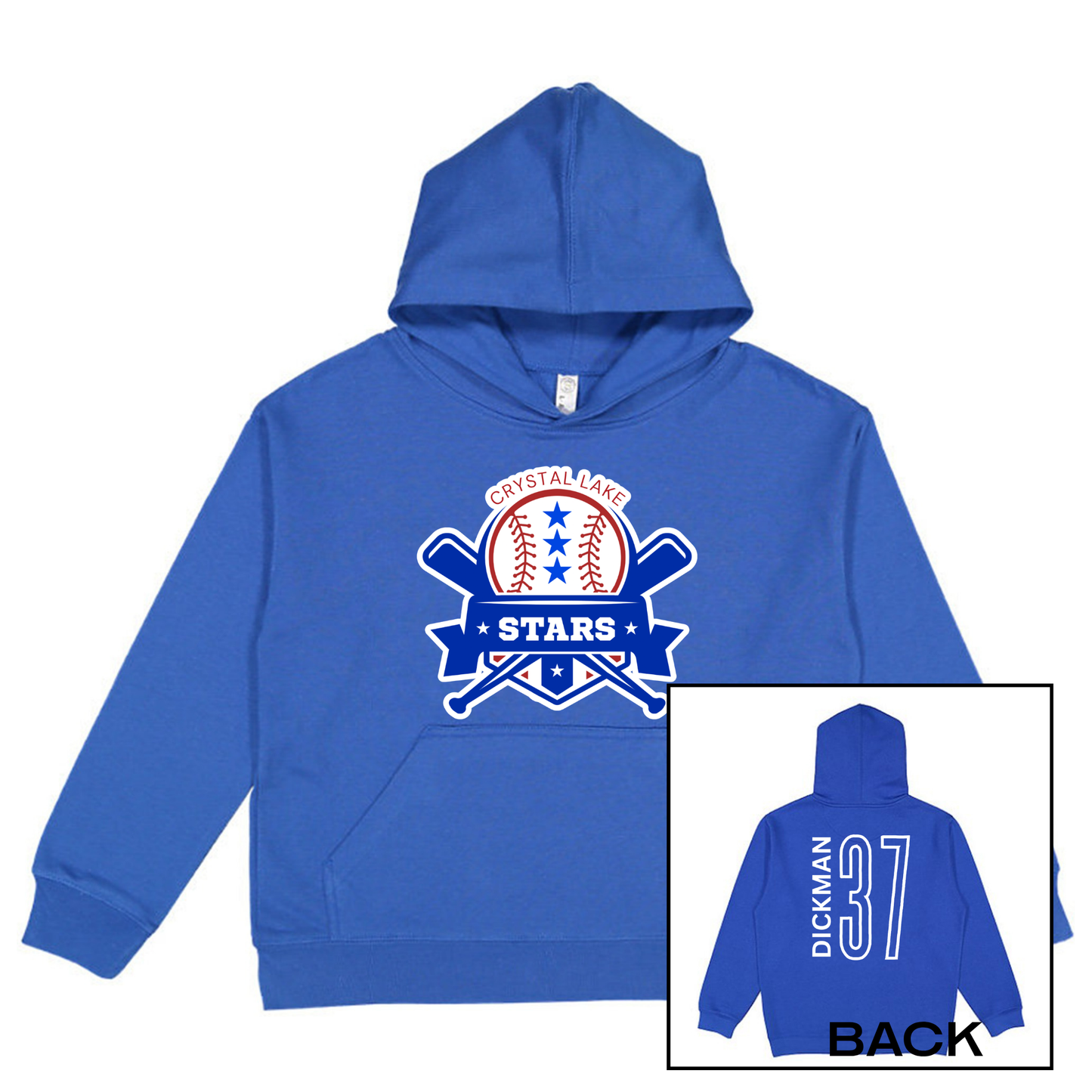 Crystal Lake Stars Logo | Youth Hooded Sweatshirt