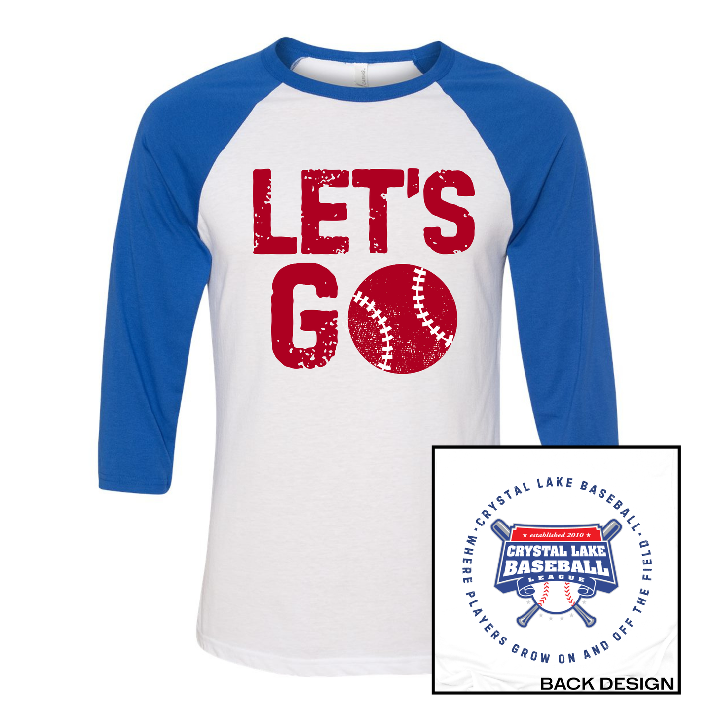 Let's Go CLB | Three-Quarter Sleeve Baseball Tee