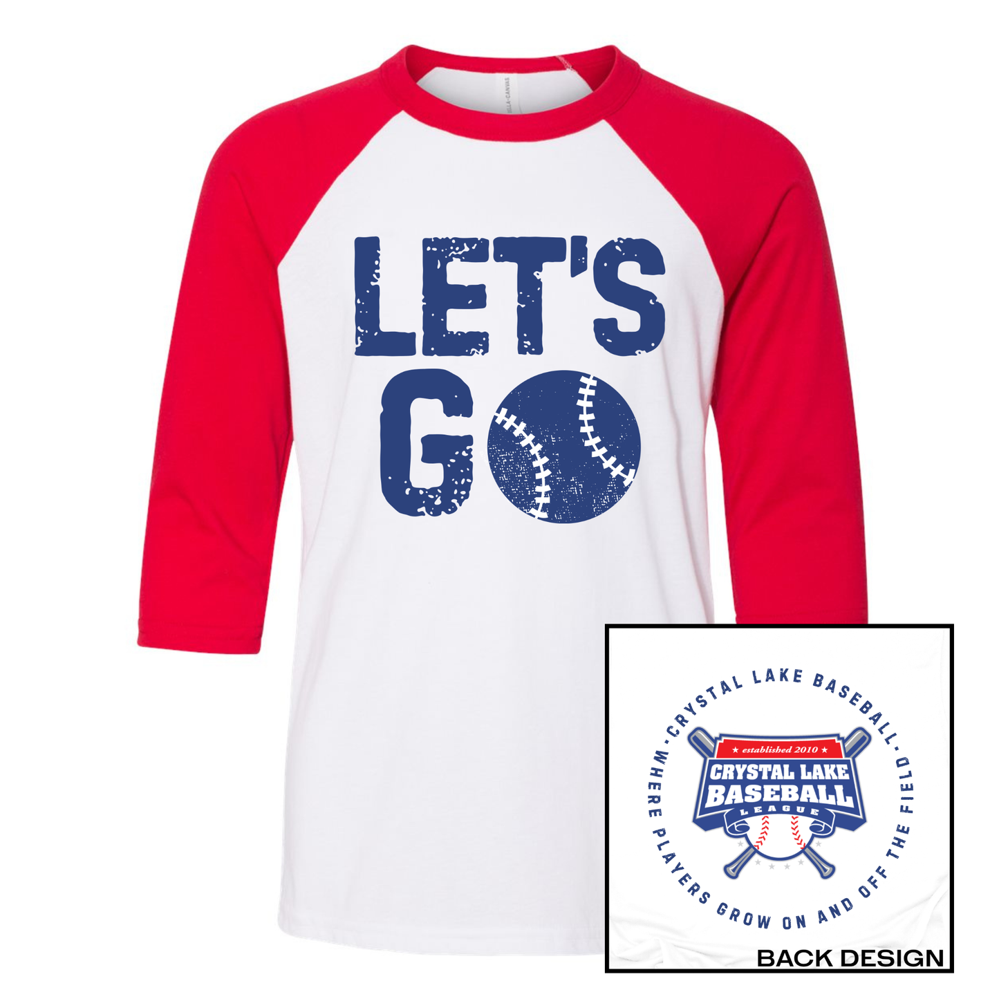 Let's Go CLB | Three-Quarter Sleeve Baseball Tee