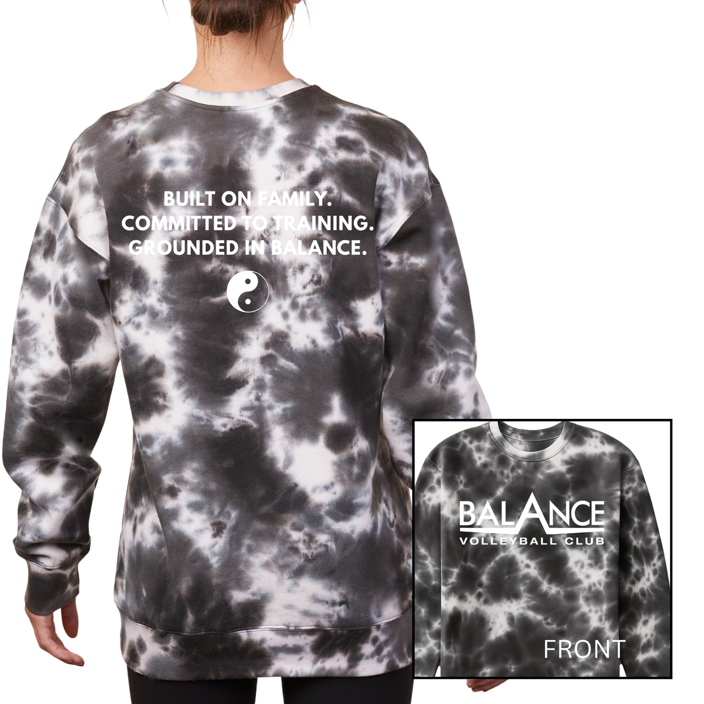 Balance Motto | Fleece Tie-Dye Crewneck