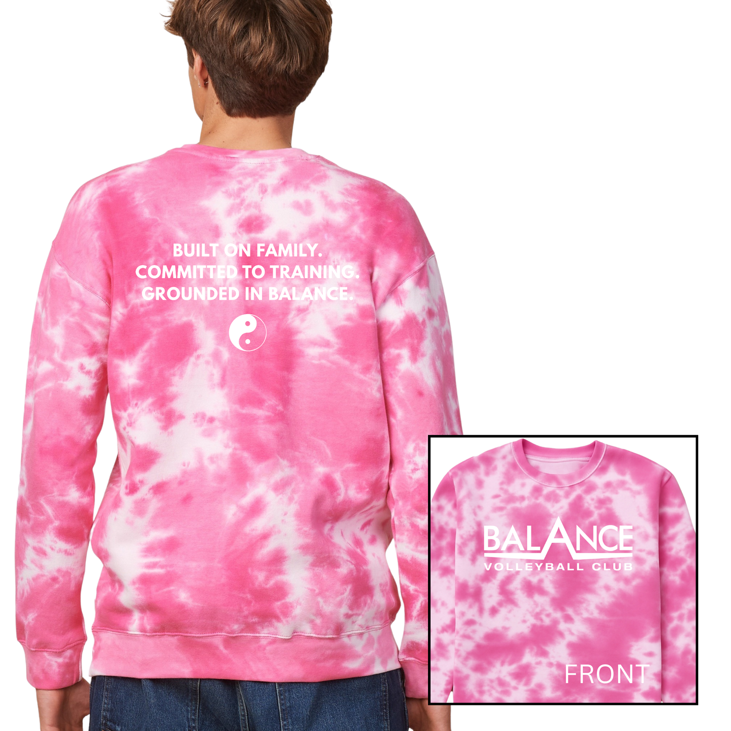 Balance Motto | Fleece Tie-Dye Crewneck