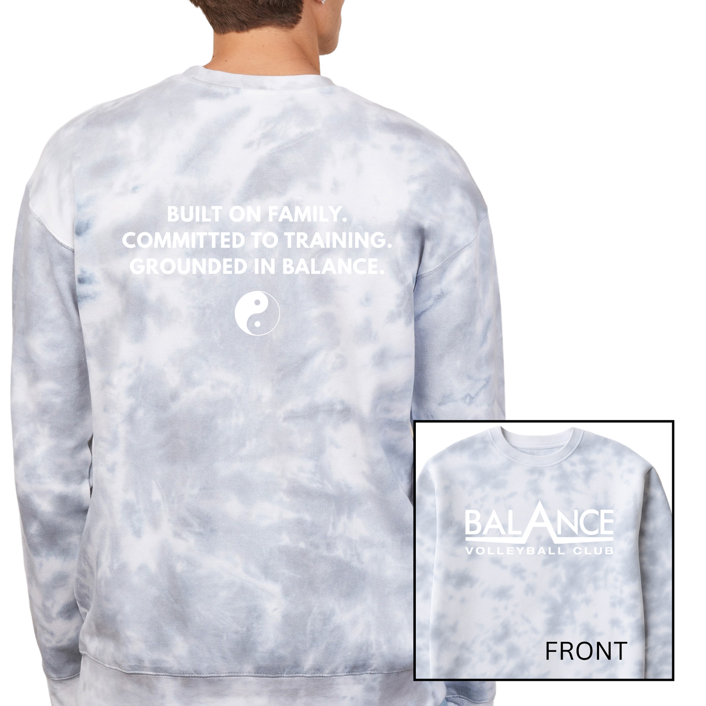 Balance Motto | Fleece Tie-Dye Crewneck