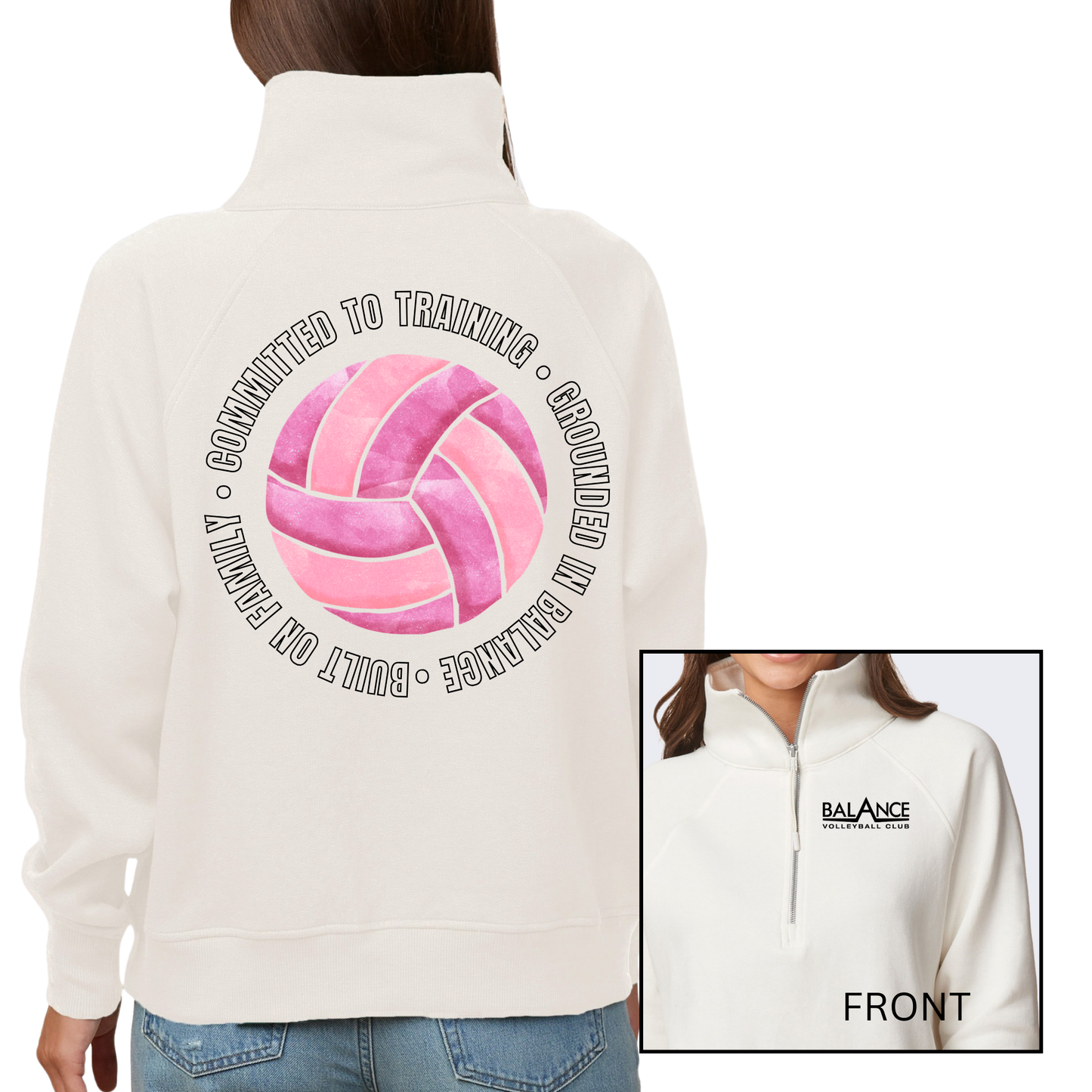 Balance Round Motto | Womens Quarter Zip Fleece