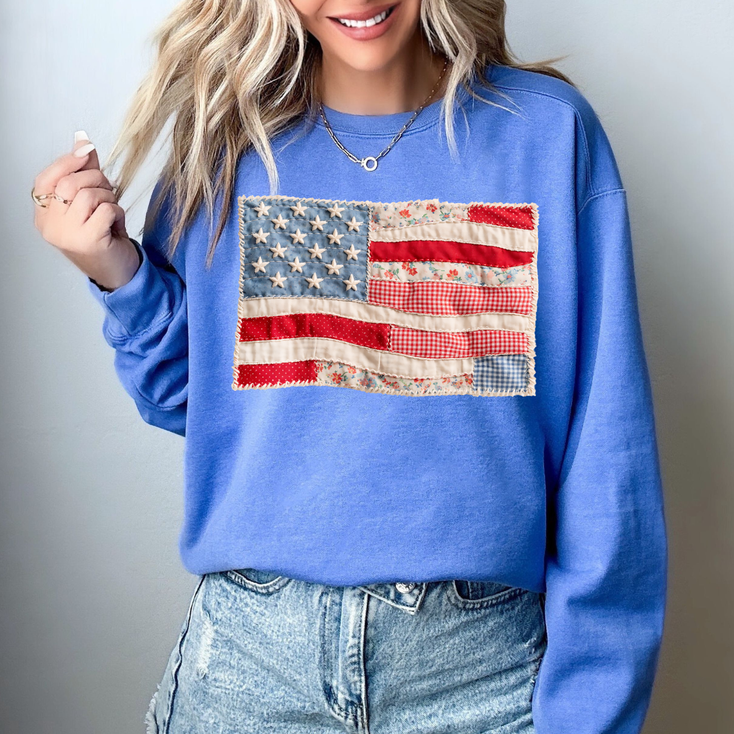 Patchwork Americana | Adult Comfort Colors Crewneck