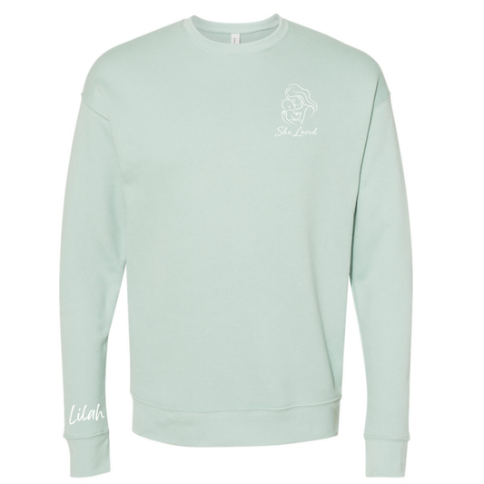 She Loved, Personalized | Adult Crewneck
