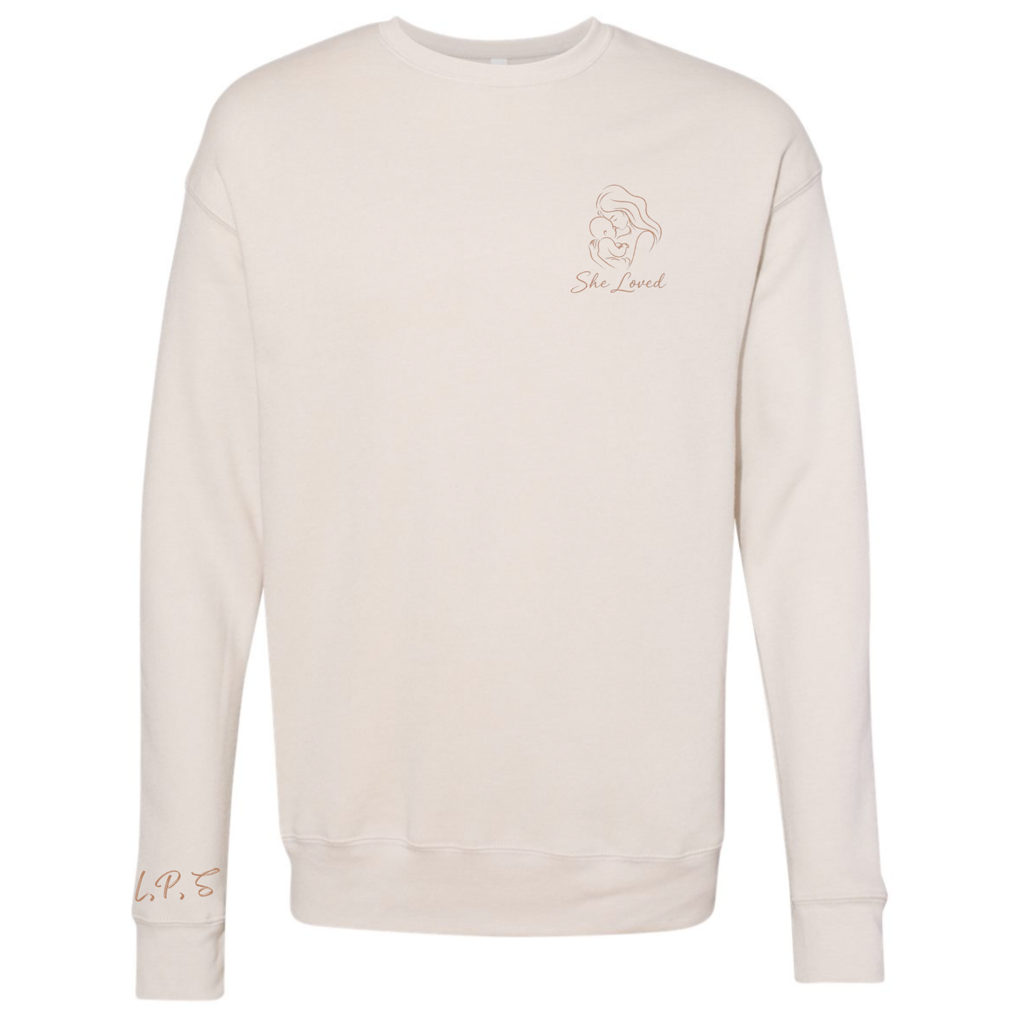She Loved, Personalized Initials | Adult Crewneck