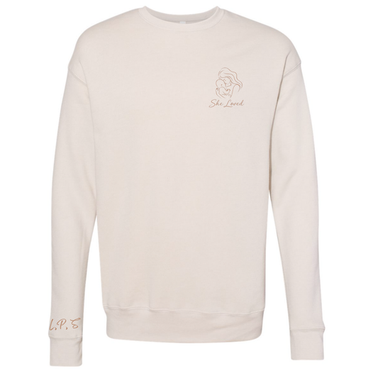 She Loved, Personalized Initials | Adult Crewneck