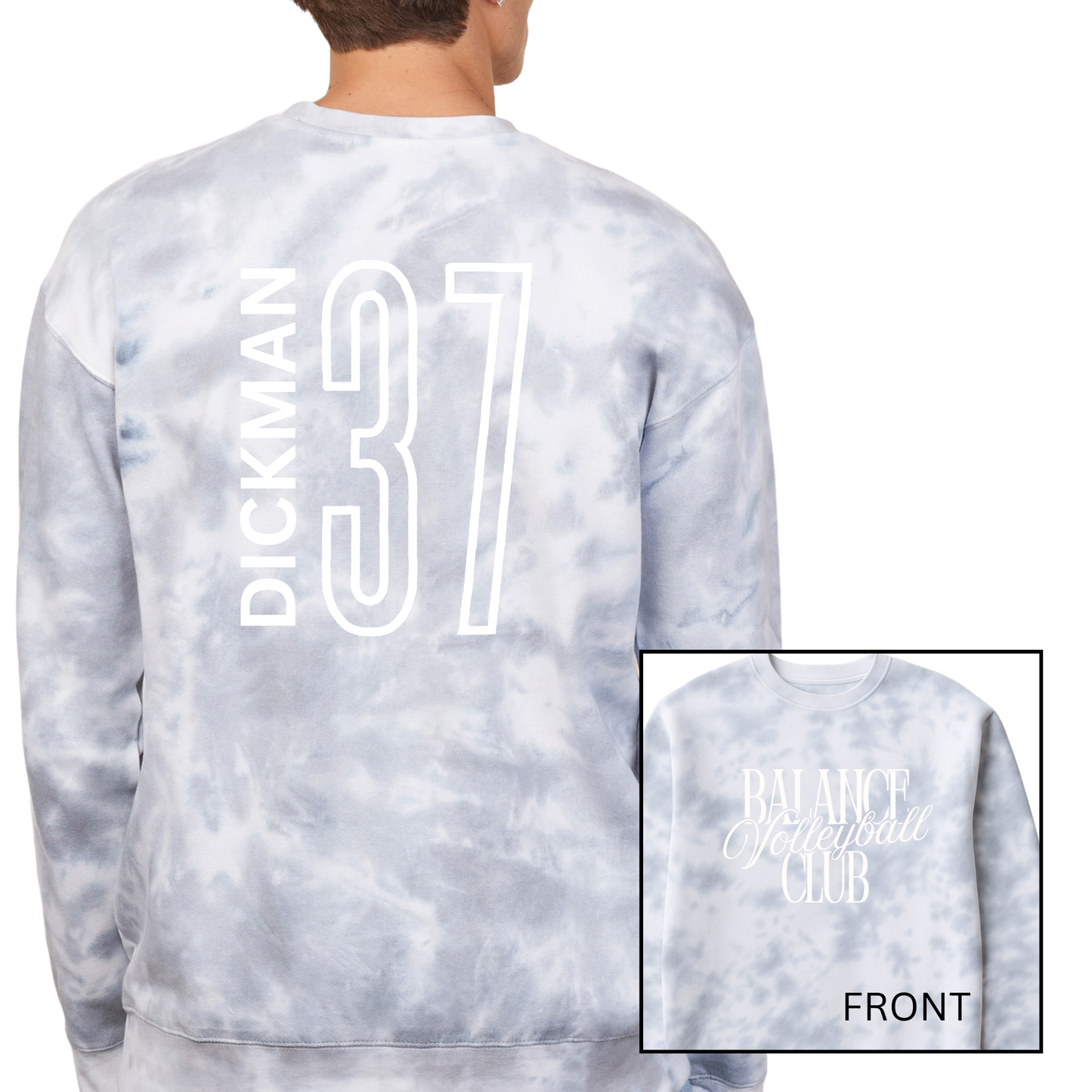 Balance Volleyball Club, Personalized | Fleece Tie-Dye Crewneck