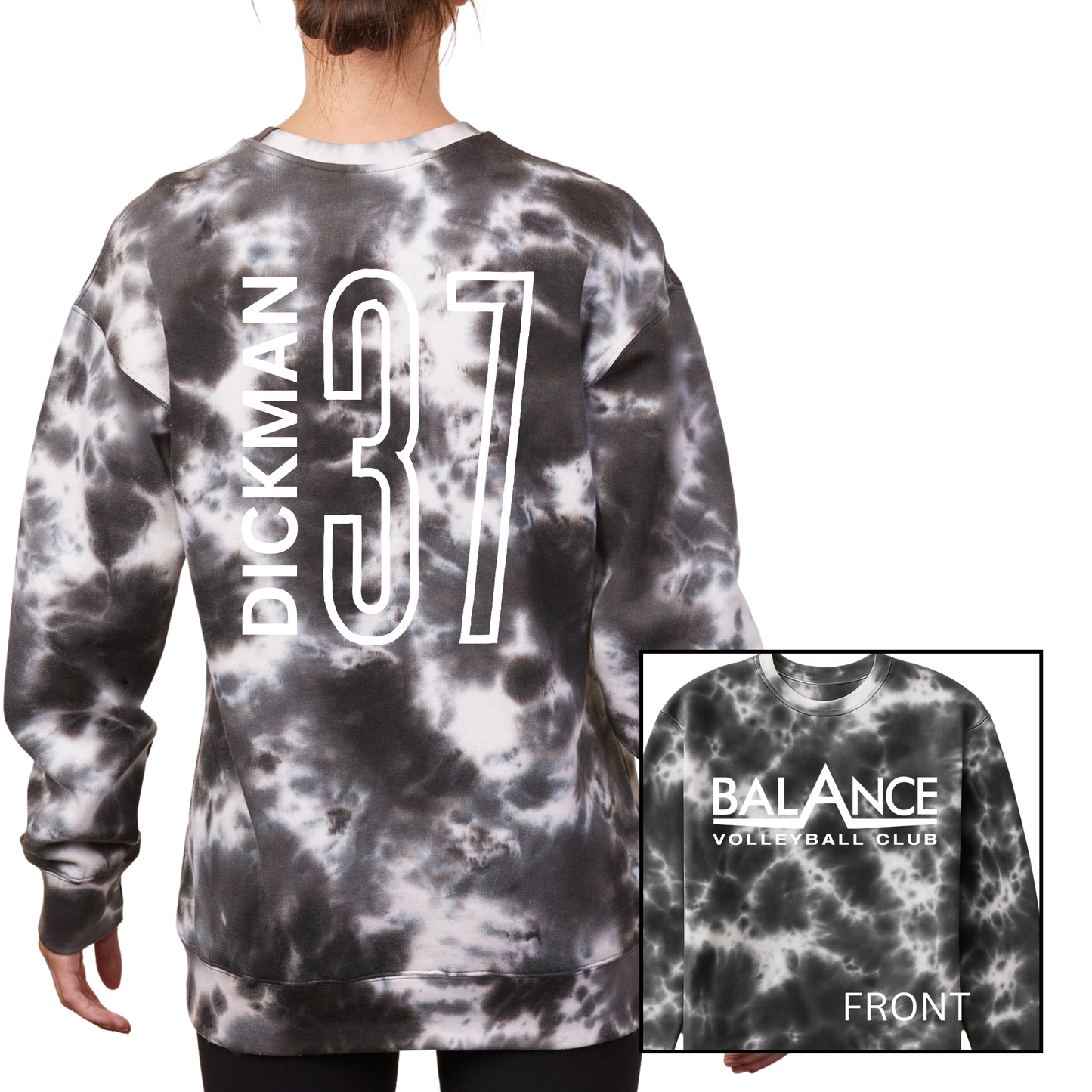 Balance Logo, Personalized | Fleece Tie-Dye Crewneck