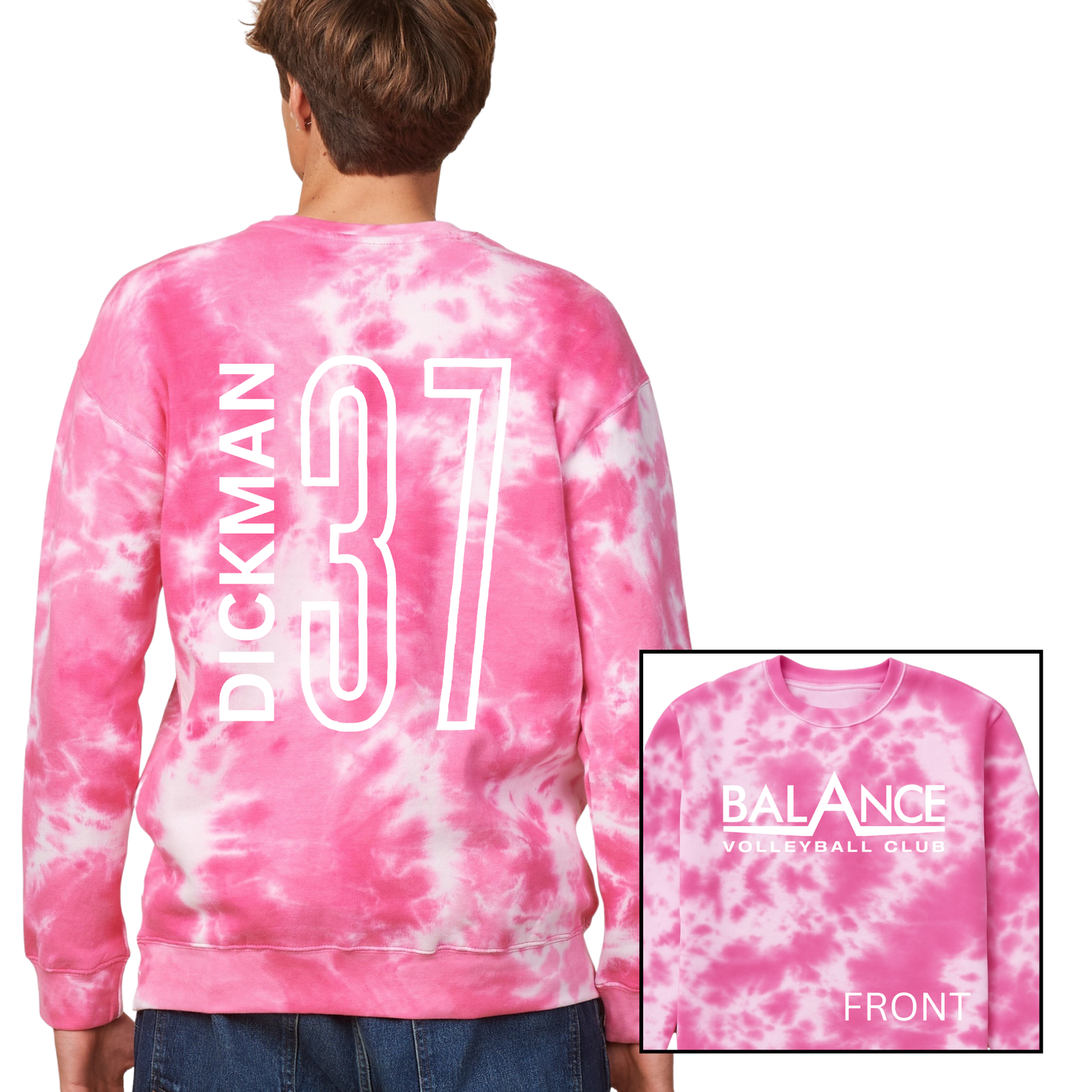 Balance Logo, Personalized | Fleece Tie-Dye Crewneck
