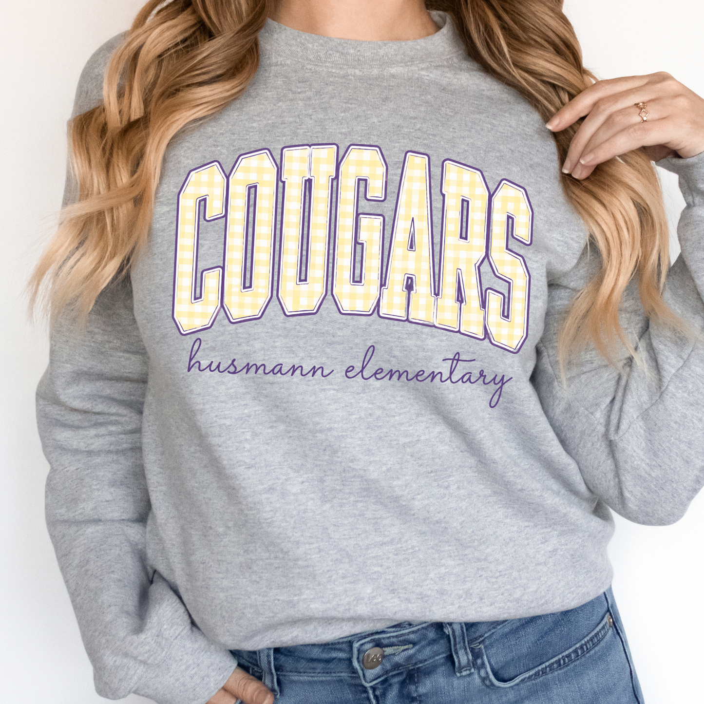 Plaid Cougars | Adult Crewneck