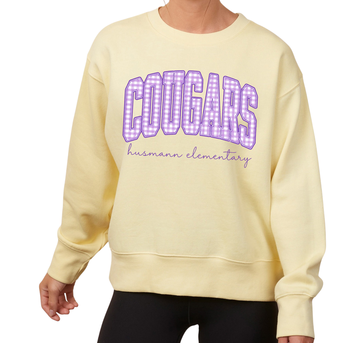 Plaid Cougars | Ladies Boxy Crewneck
